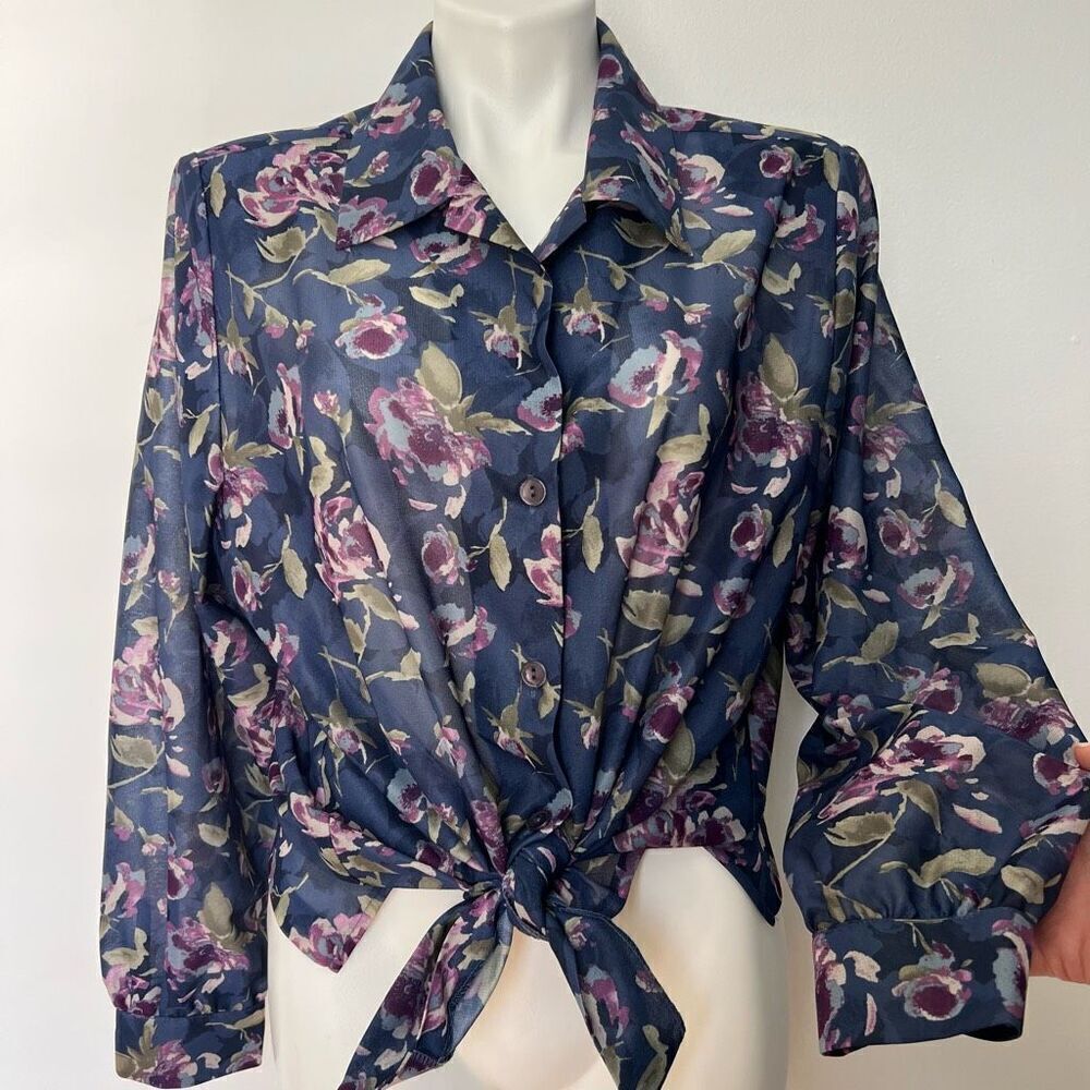 Blair Vintage 90a floral shoulder pad button down
